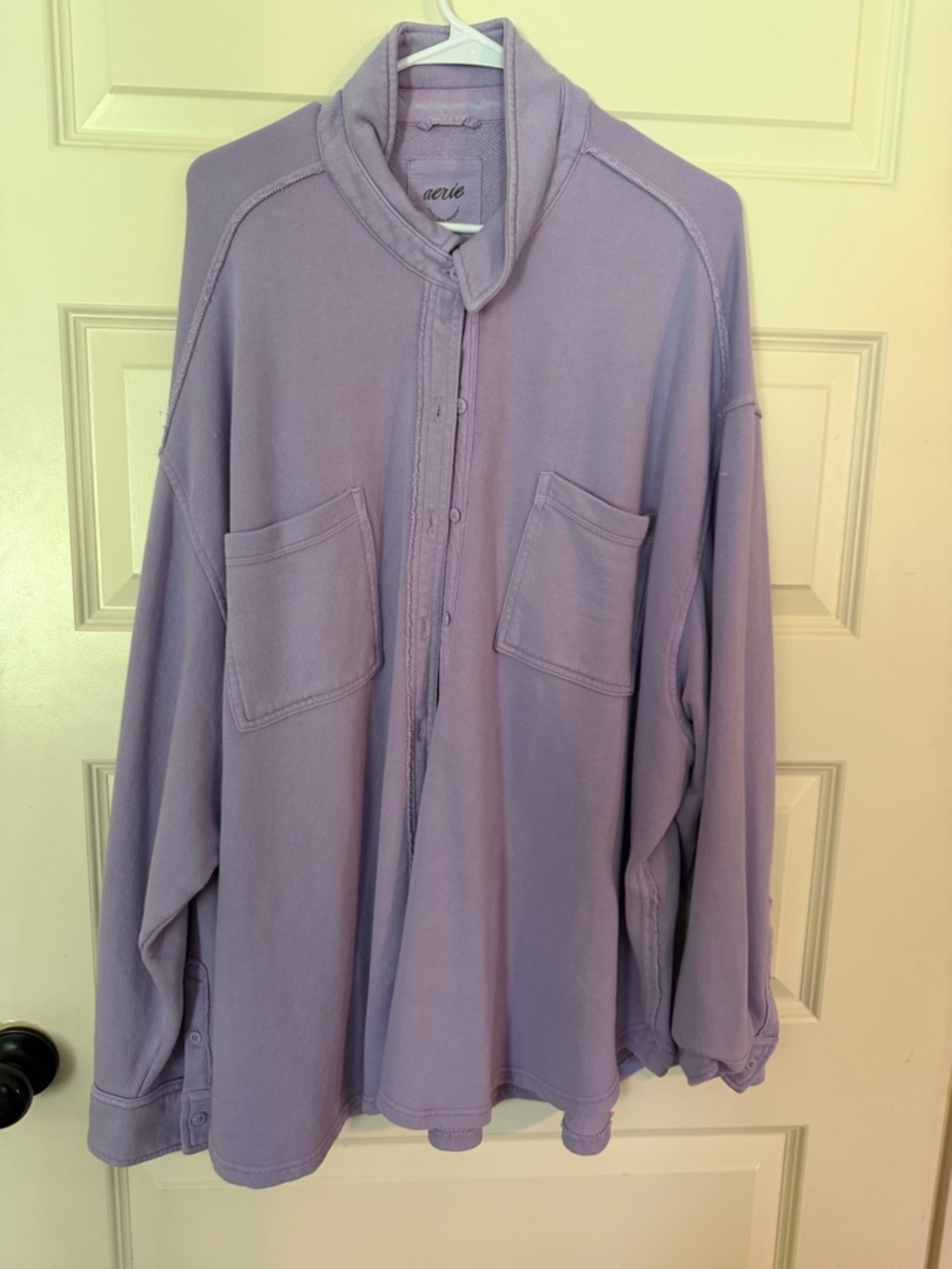 Aerie Lavender Button-Up Oversized Shirt Jacket